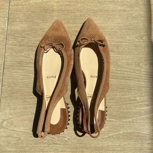 Christian louboutin Hall spiked perforated suede slingback point-toe flats